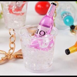 Pink Bottle in Ice Bucket Keychain/Charm